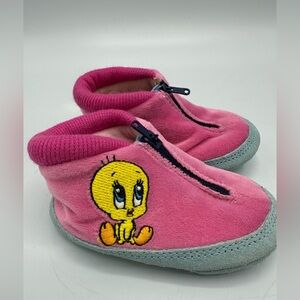Vintage 1998 Warner Bros Studio Tweety Bird Baby Slippers Size 1 Pink  RARE